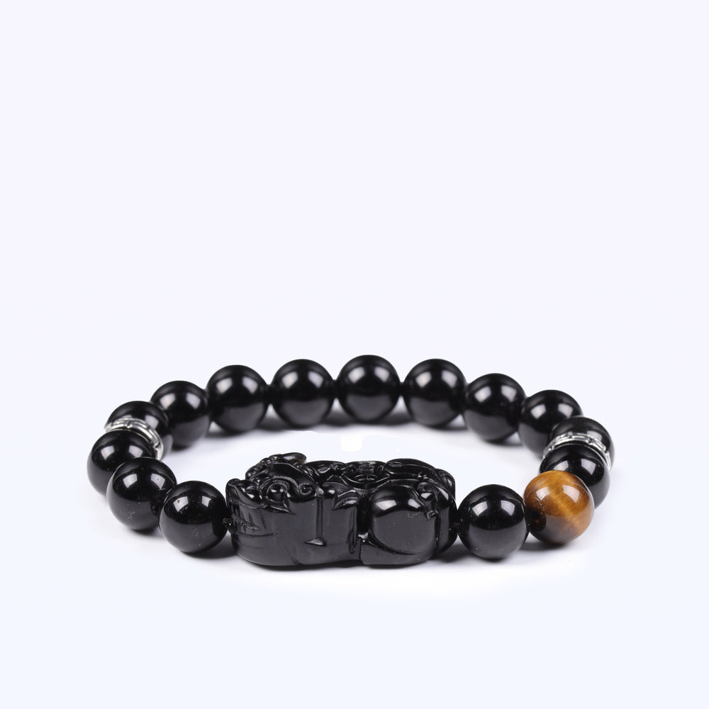 Natural Black Obsidian & Tiger's Eye | Sovereign Abundance Bracelet | Bracelet