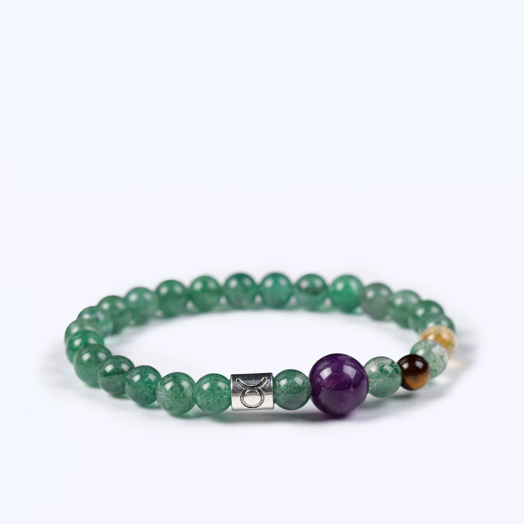 Natural Amethyst & Green Strawberry Quartz | The Strategic Anchor: Taurus Bracelet | Bracelet