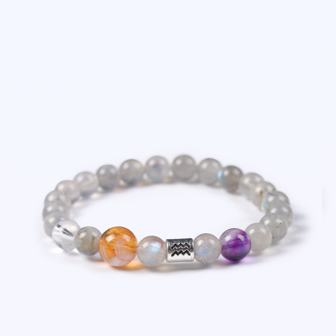 Natural Grey Moonstone & Yellow Phantom | The Visionary Anchor: Aquarius Bracelet | Bracelet