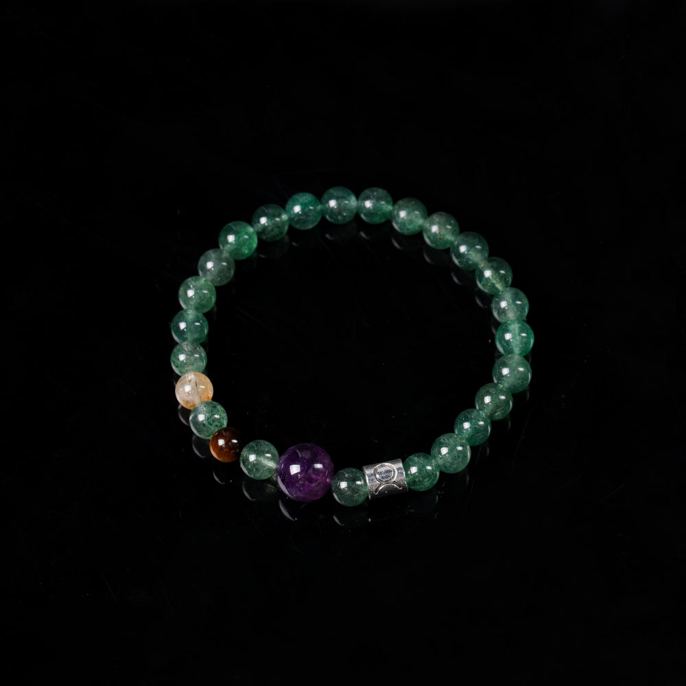 Natural Amethyst & Green Strawberry Quartz | The Strategic Anchor: Taurus Bracelet | Bracelet