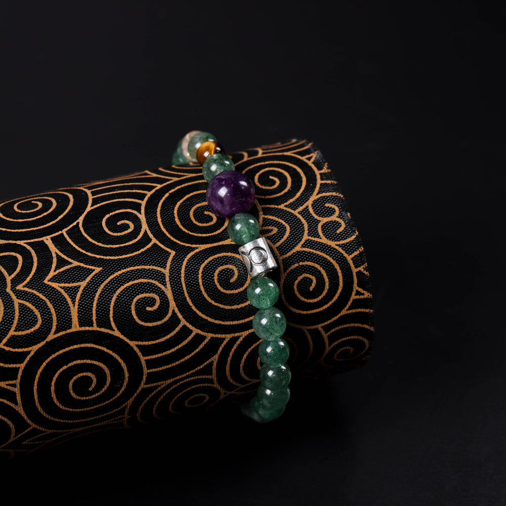 Natural Amethyst & Green Strawberry Quartz | The Strategic Anchor: Taurus Bracelet | Bracelet