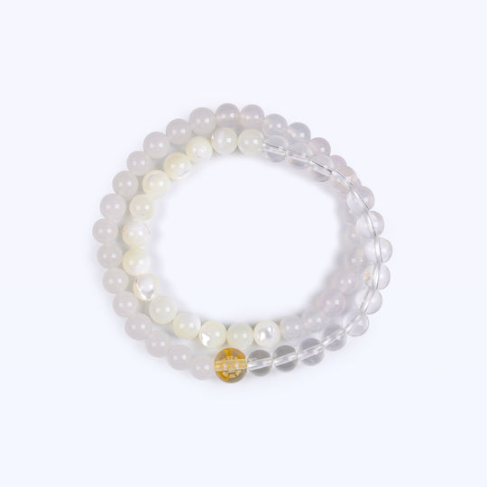 Natural White Chalcedony & Clear Quartz | Anchor for Strategic Focus | Bracelet
