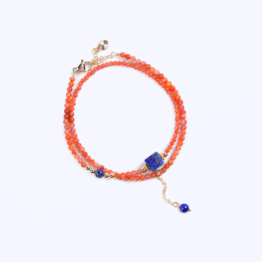 Clarity & Drive Array – Natural Southern Red Agate & Lapis Lazuli Bracelet