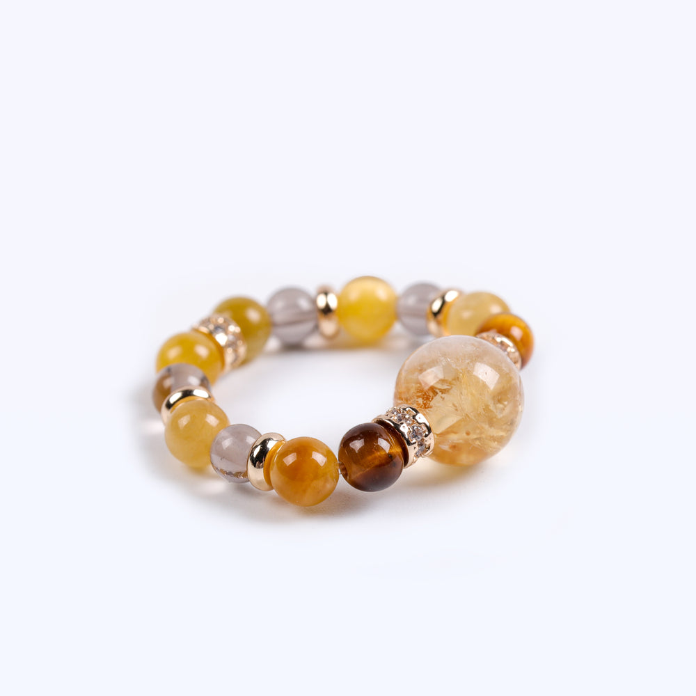 Natural Yellow Phantom & Tiger’s Eye Traditional Focus & Determination Ring