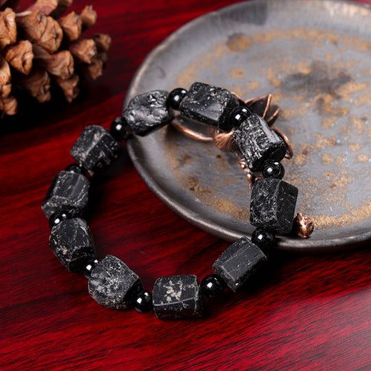 Foundational Strength Array – Natural Black Tourmaline & Black Agate Bracelet