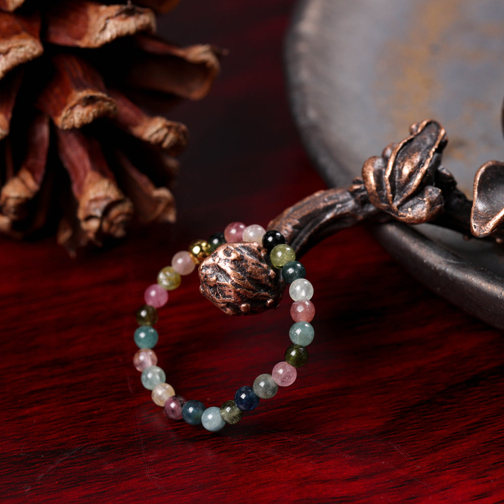 Natural Rainbow Tourmaline Traditional Harmony & Equilibrium Pivot Ring