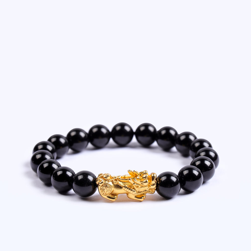 Abundance & Grounding Array – Natural Black Obsidian Pixiu Bracelet