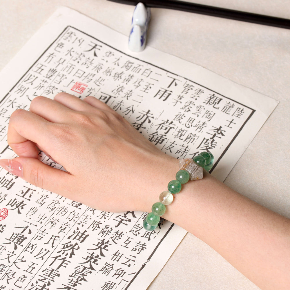 Professional Growth Array – Natural Green Phantom & Fluorite Bracelet