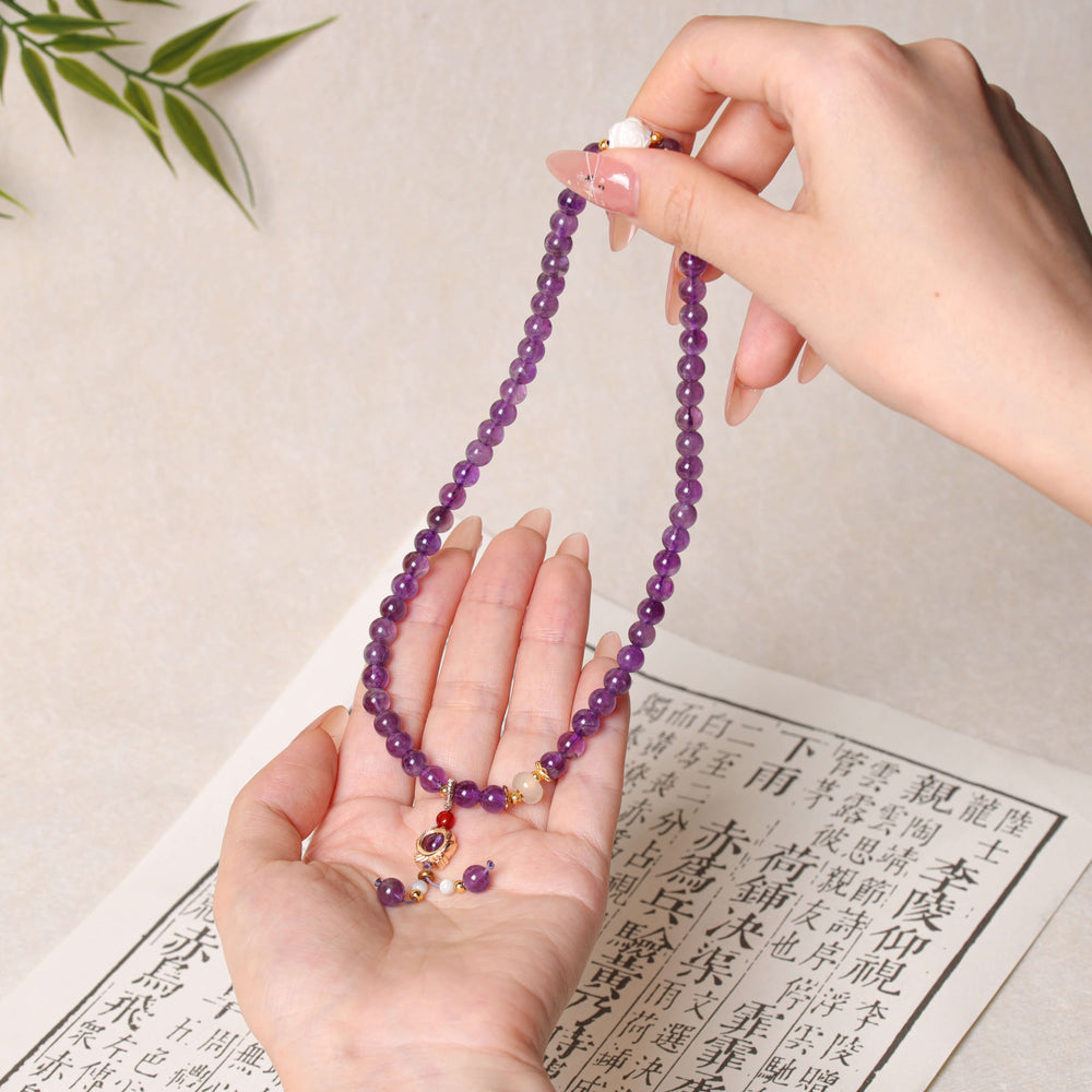 Clarity & Grace Array – Natural Lavender Amethyst & White Jade Double-Wrap Bracelet