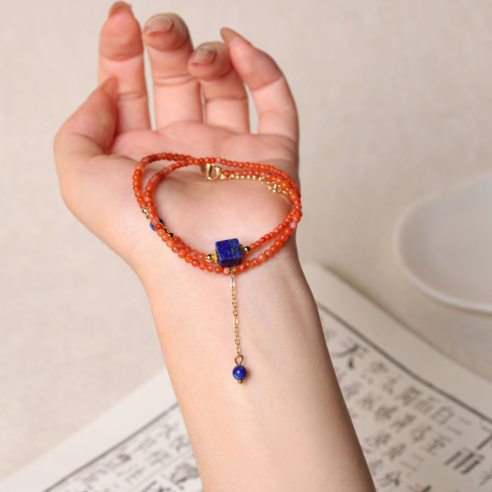 Clarity & Drive Array – Natural Southern Red Agate & Lapis Lazuli Bracelet