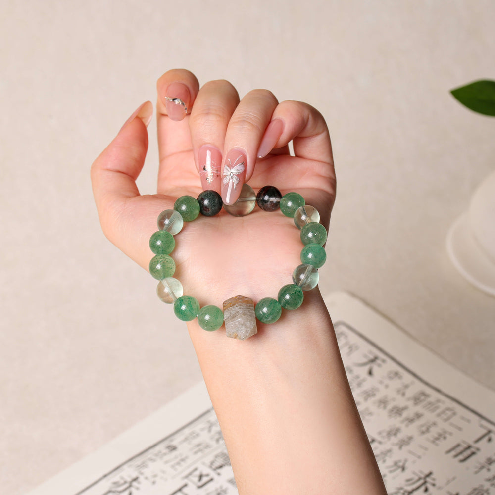 Professional Growth Array – Natural Green Phantom & Fluorite Bracelet