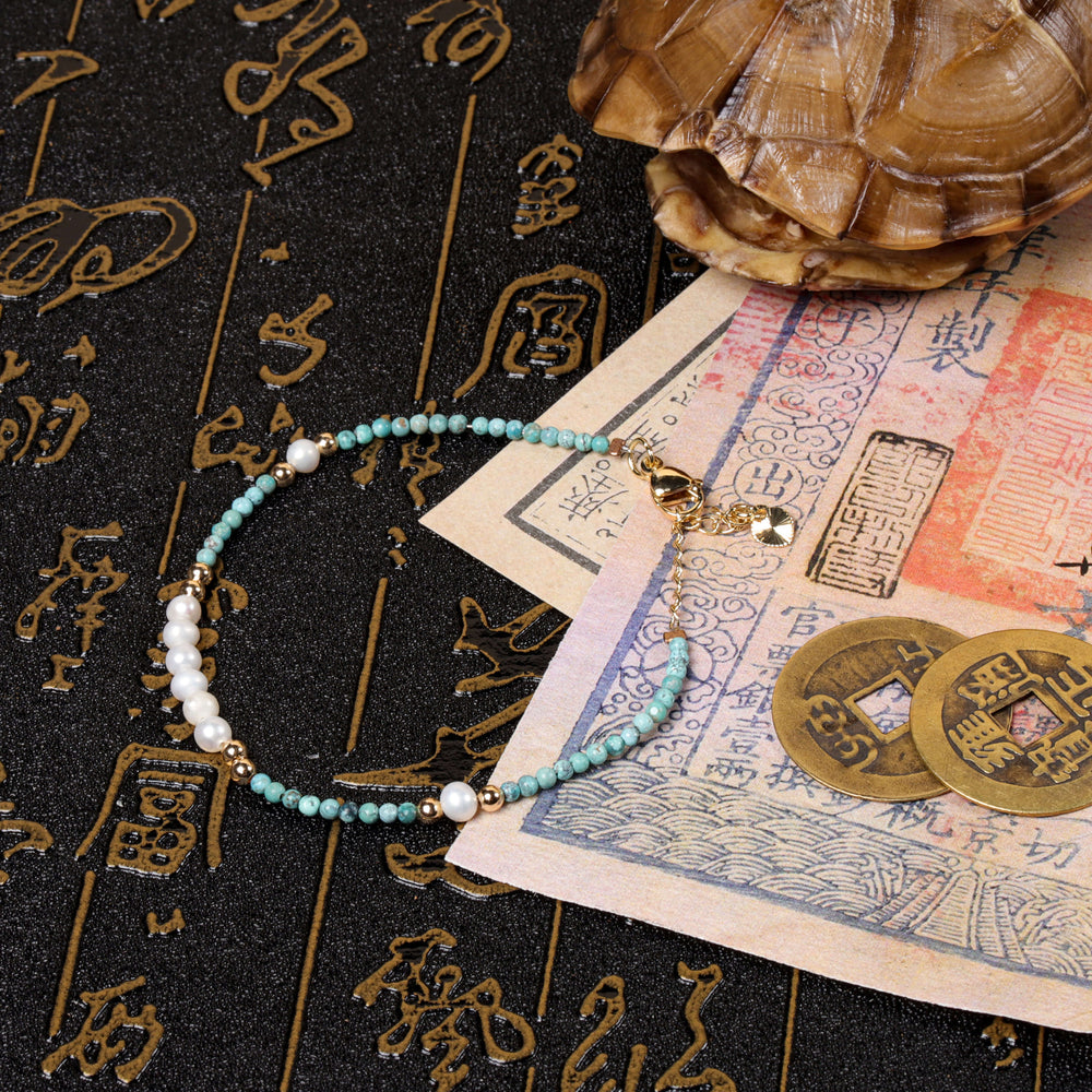 Serenity & Balance Array – Natural Turquoise & Pearl Bracelet