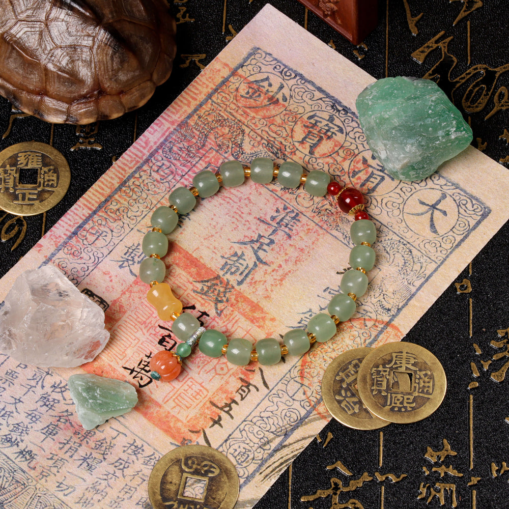 Vitality Anchor Array – Natural Aventurine & Red Agate Bracelet