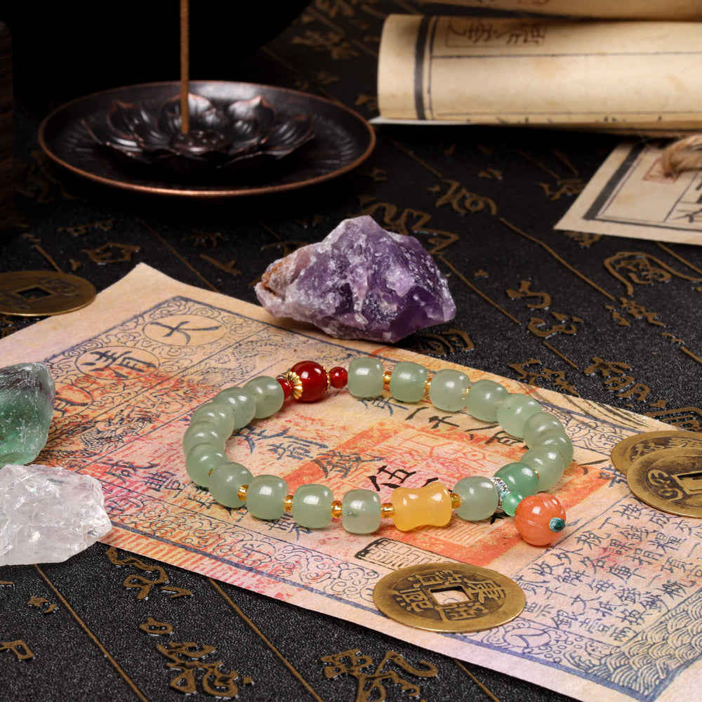 Vitality Anchor Array – Natural Aventurine & Red Agate Bracelet