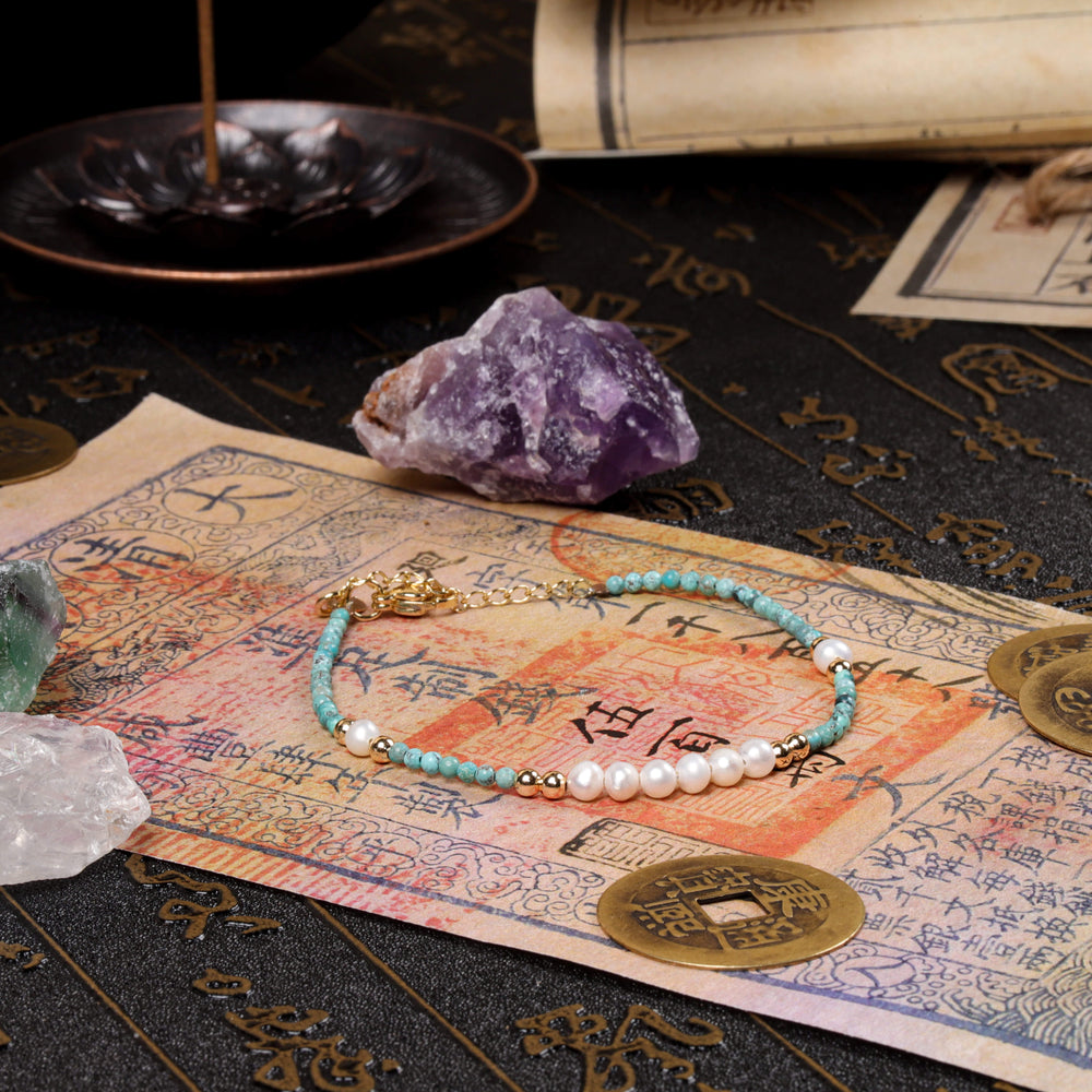 Serenity & Balance Array – Natural Turquoise & Pearl Bracelet