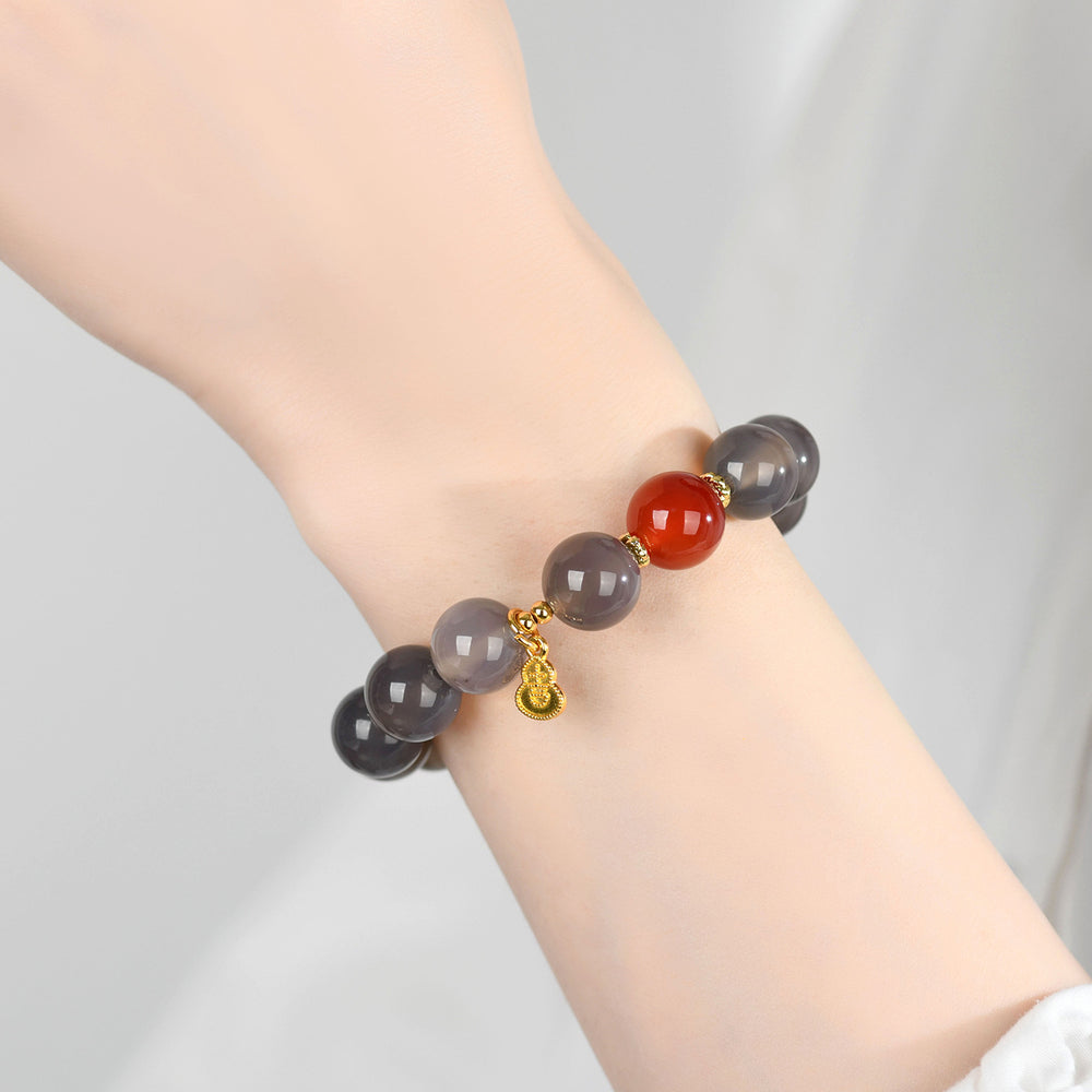 Natural Agate & Golden Wu Lou | The Vitality & Balance Anchor | Bracelet