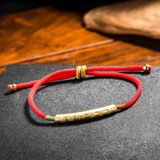 Rotes Tibet Armband Buddhistisch - kräftiger Glücksbringer
