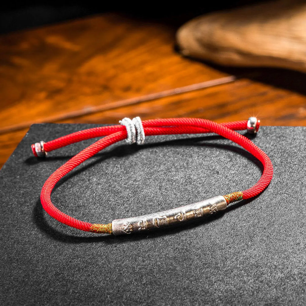 Rotes Tibet Armband Buddhistisch - kräftiger Glücksbringer
