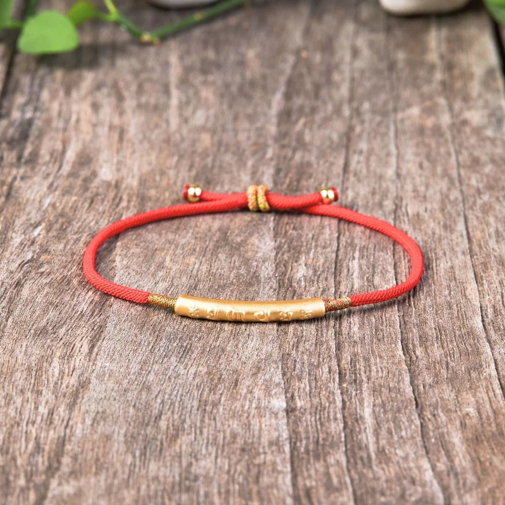 Rotes Tibet Armband Buddhistisch - kräftiger Glücksbringer
