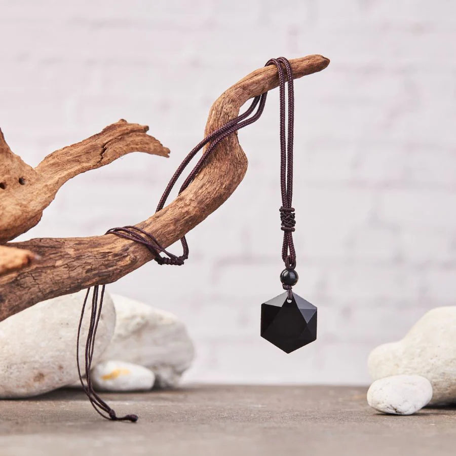 Schwarzer Obsidian Talisman - Halskette für Schutz