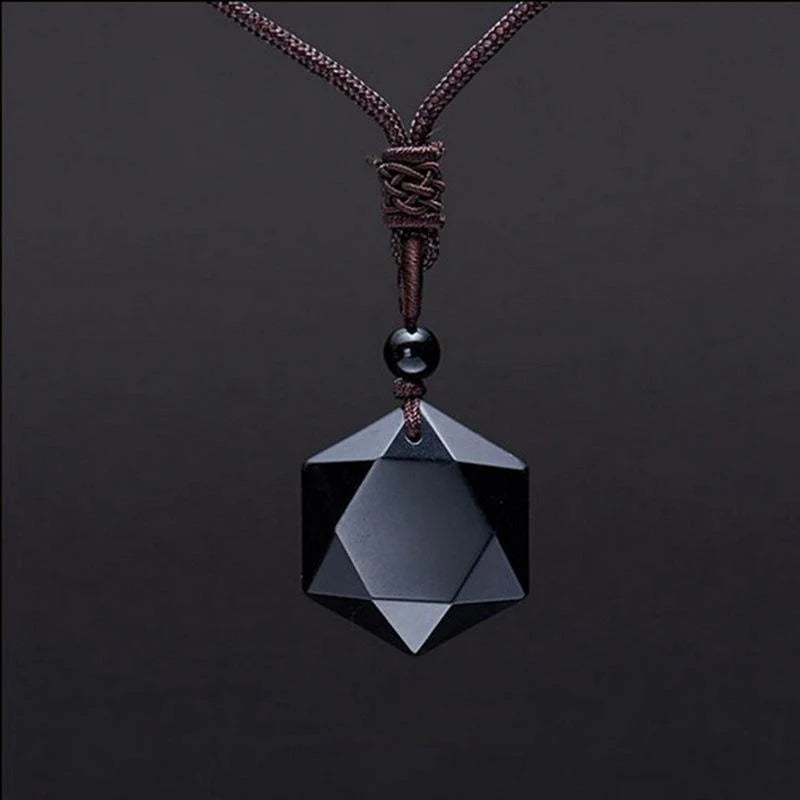 Schwarzer Obsidian Talisman - Halskette für Schutz