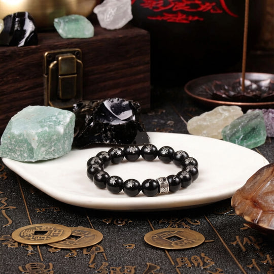Blackwood & Silver Inlay "Equilibrium" Bracelet — Balance & Protection