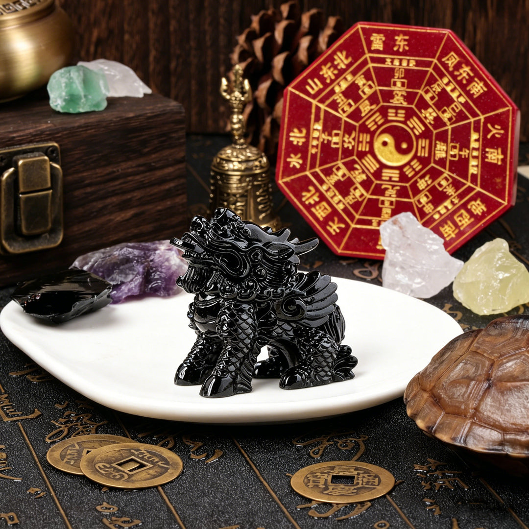 Obsidian Qilin "Spatial Equilibrium" Statue — Protection & Prosperity Anchor