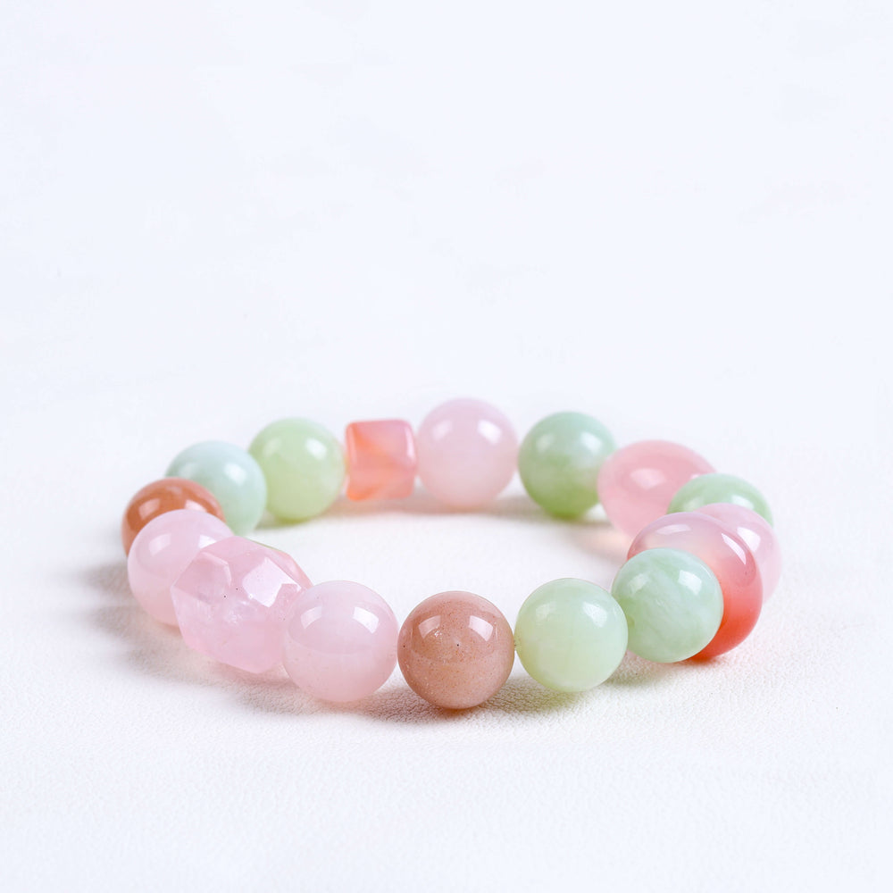 Botanical Harmony Array – Natural Garden Quartz & Moonstone Bracelet