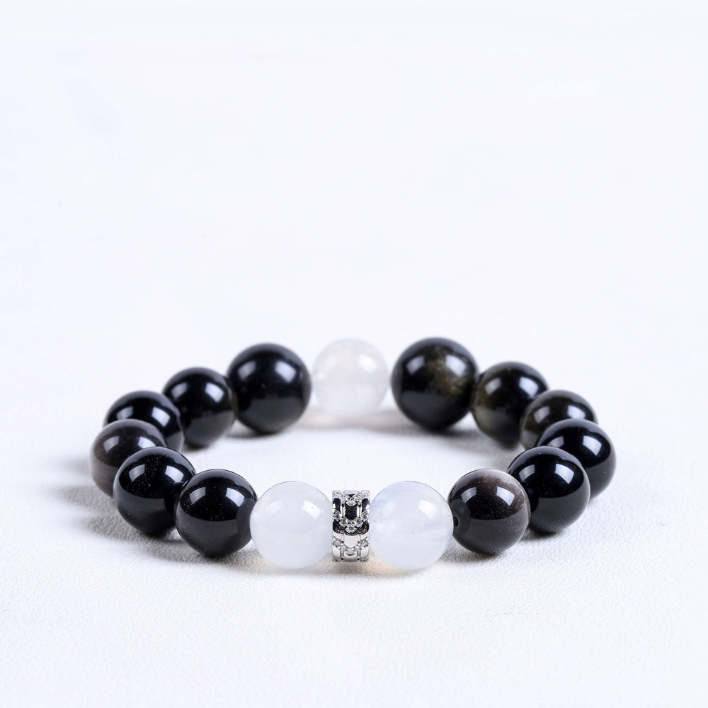 Yin-Yang Harmony: Milky Quartz & Obsidian Trio | Equilibrium & Personal Shield