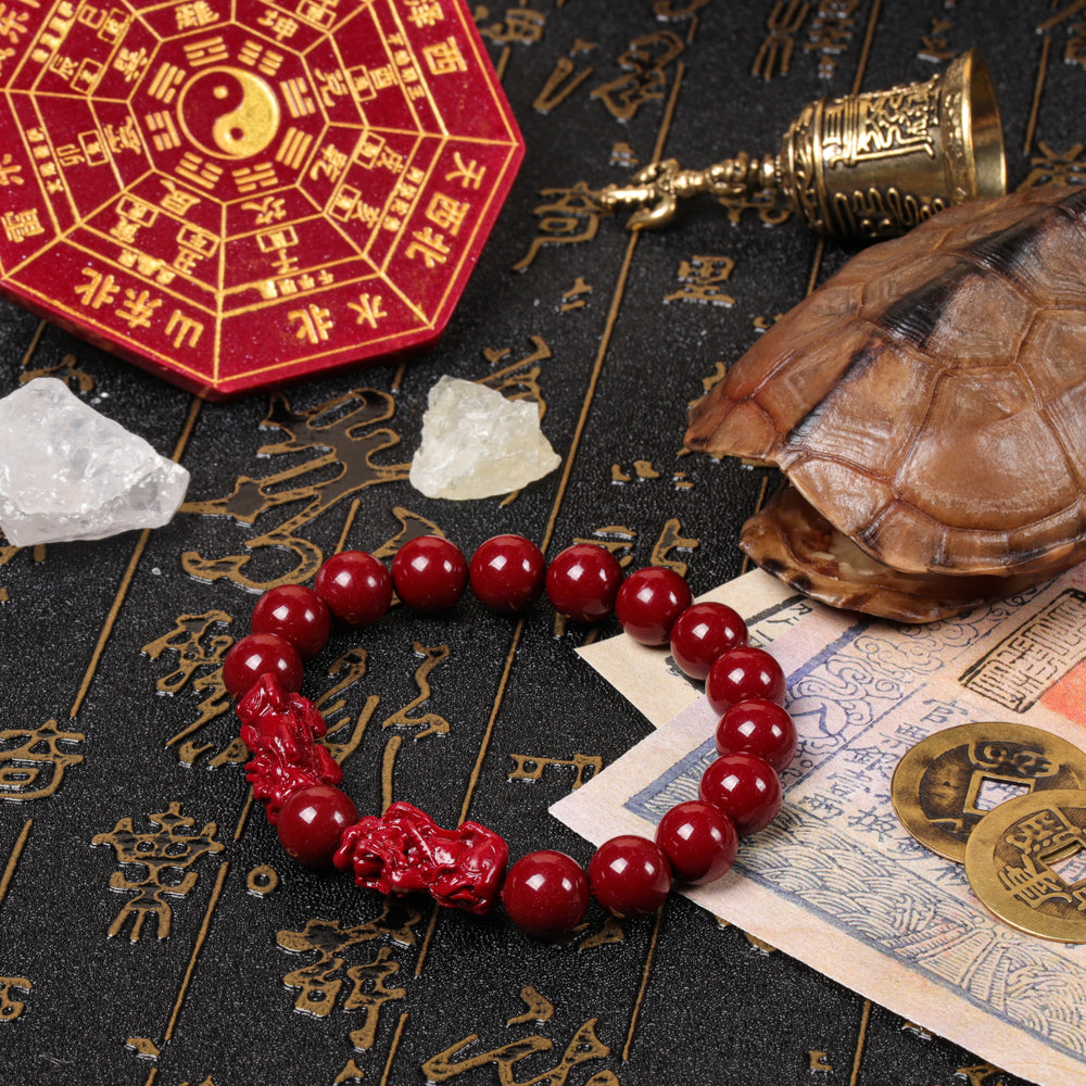 Stability & Retention Array – Natural Cinnabar Double Pixiu Bracelet