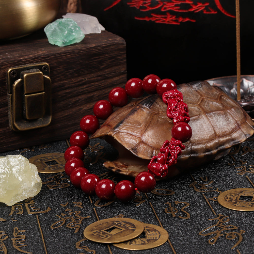 Stability & Retention Array – Natural Cinnabar Double Pixiu Bracelet