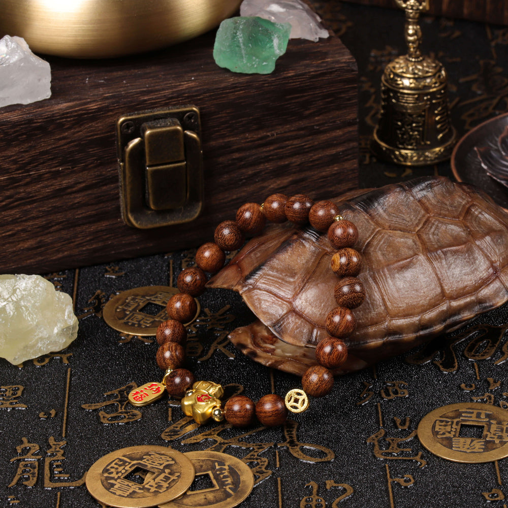 Momentum & Balance Array – Natural Golden Silk Sandalwood Bracelet