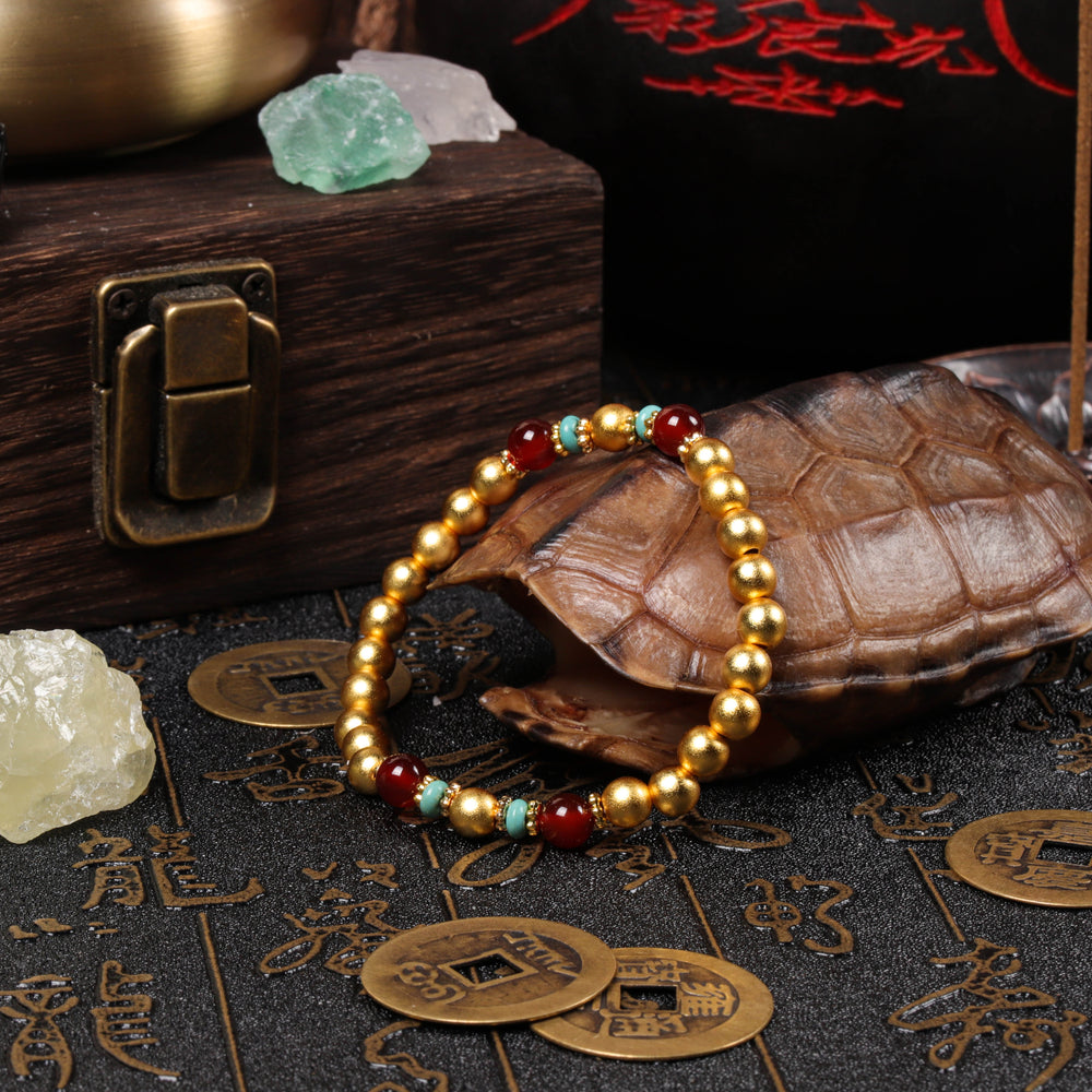 Resilience & Harmony Array – Natural Turquoise & Red Agate Bracelet