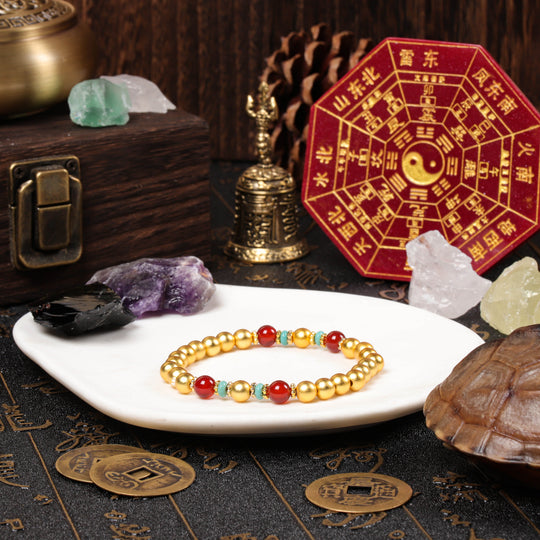 Resilience & Harmony Array – Natural Turquoise & Red Agate Bracelet