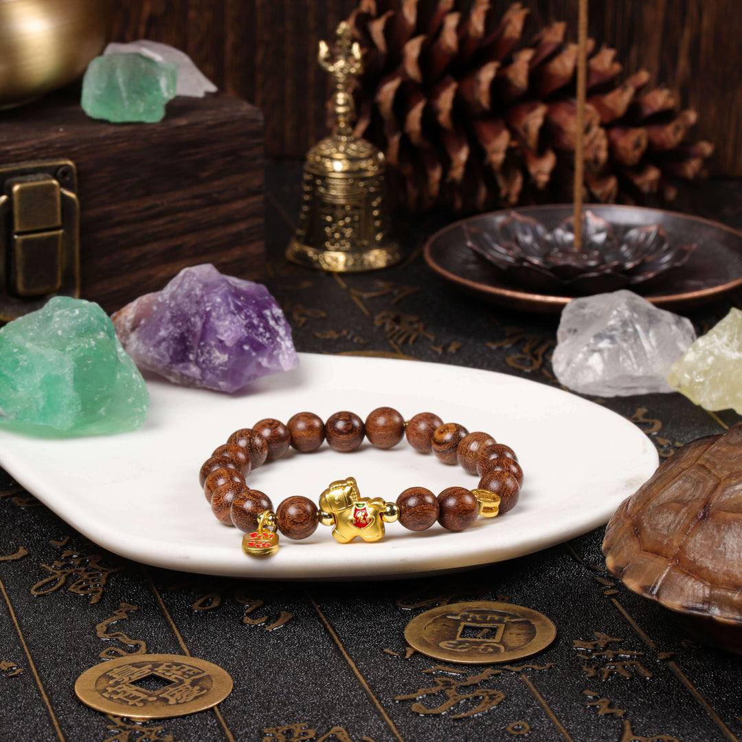 Momentum & Balance Array – Natural Golden Silk Sandalwood Bracelet