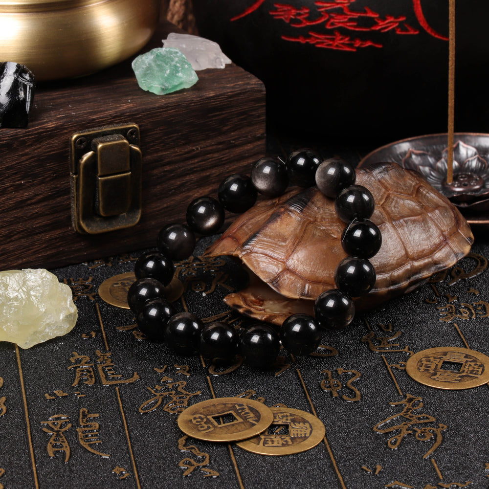 Natural Silver Sheen Obsidian Grounding & Focus Stone Bracelet