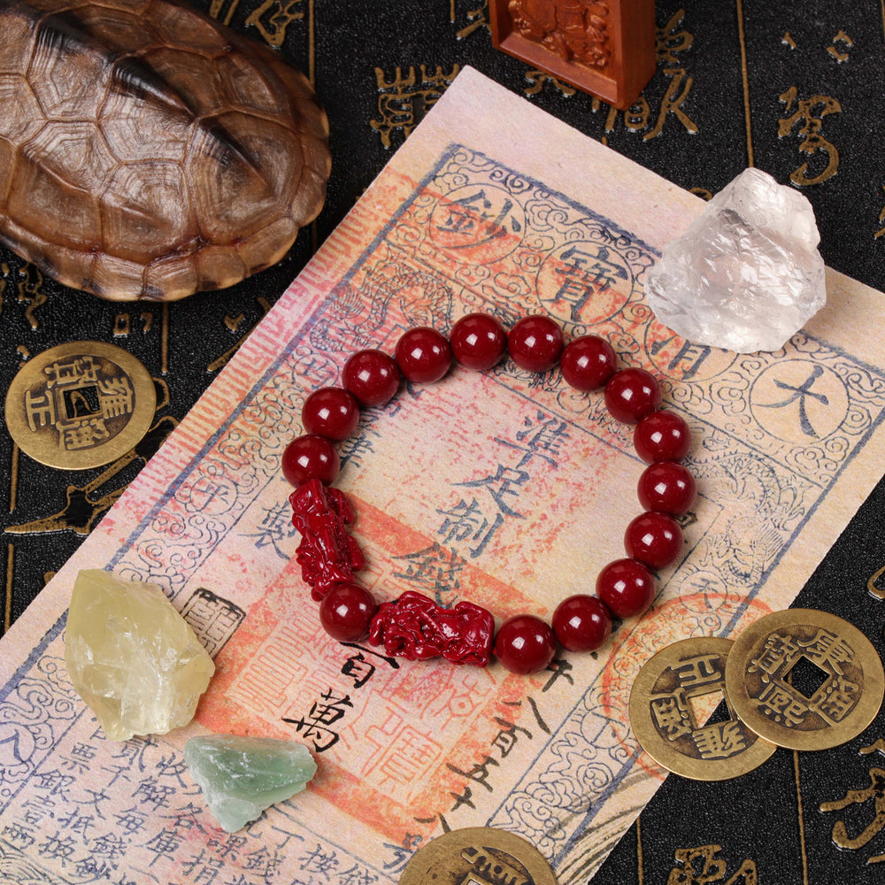 Stability & Retention Array – Natural Cinnabar Double Pixiu Bracelet