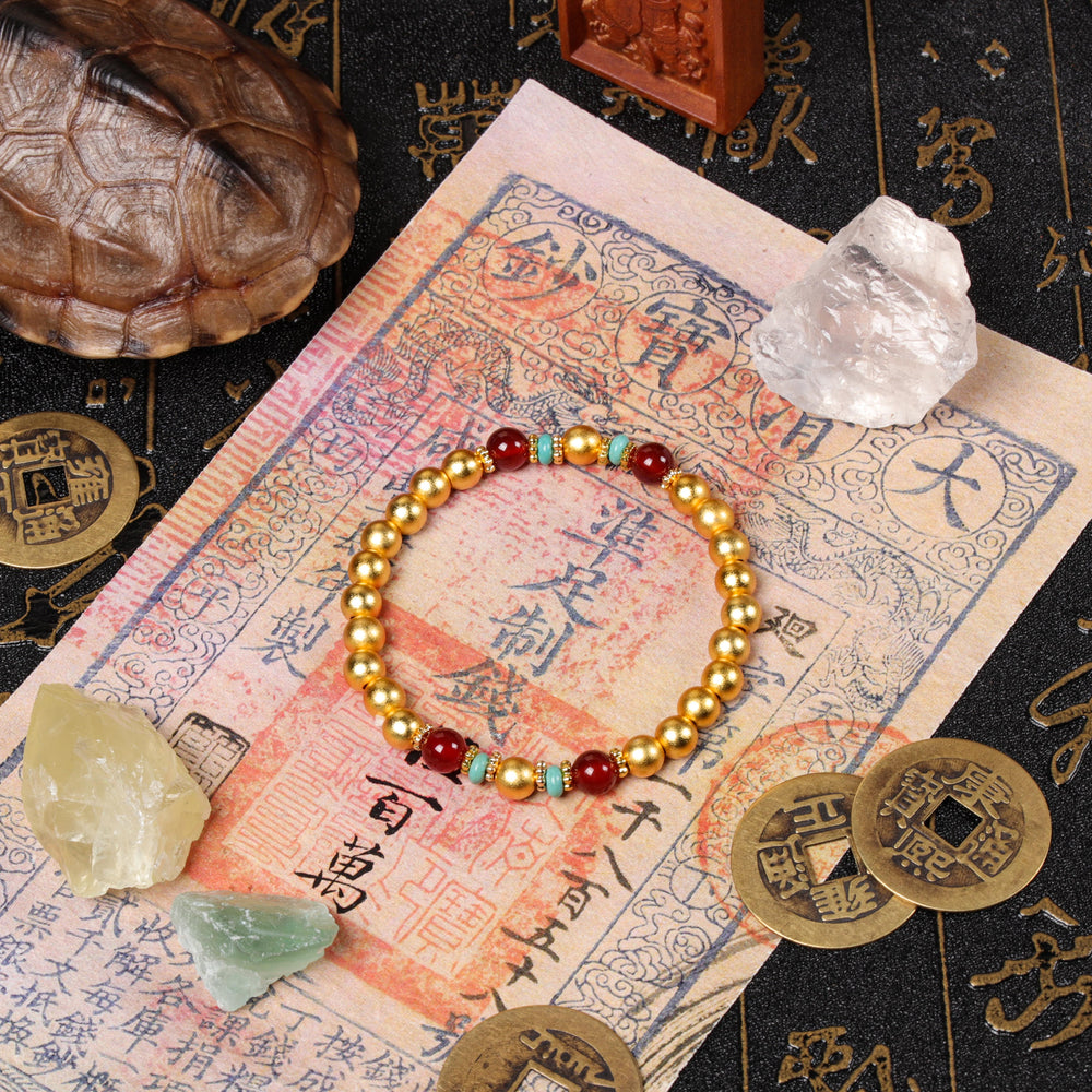 Resilience & Harmony Array – Natural Turquoise & Red Agate Bracelet
