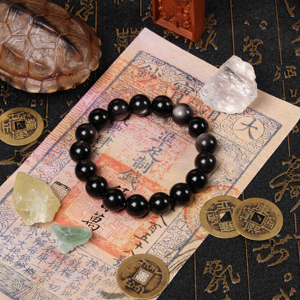 Natural Silver Sheen Obsidian Grounding & Focus Stone Bracelet