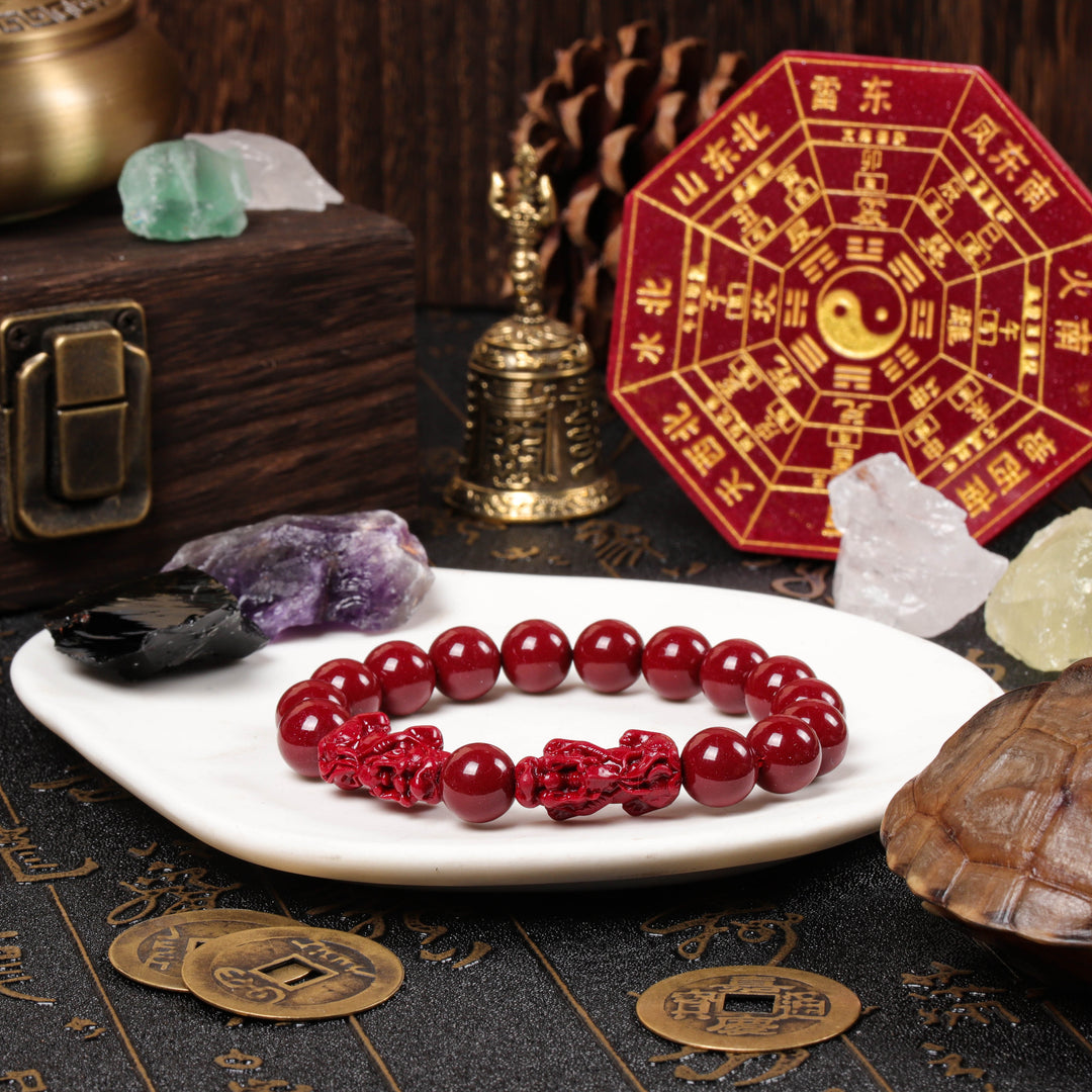 Stability & Retention Array – Natural Cinnabar Double Pixiu Bracelet