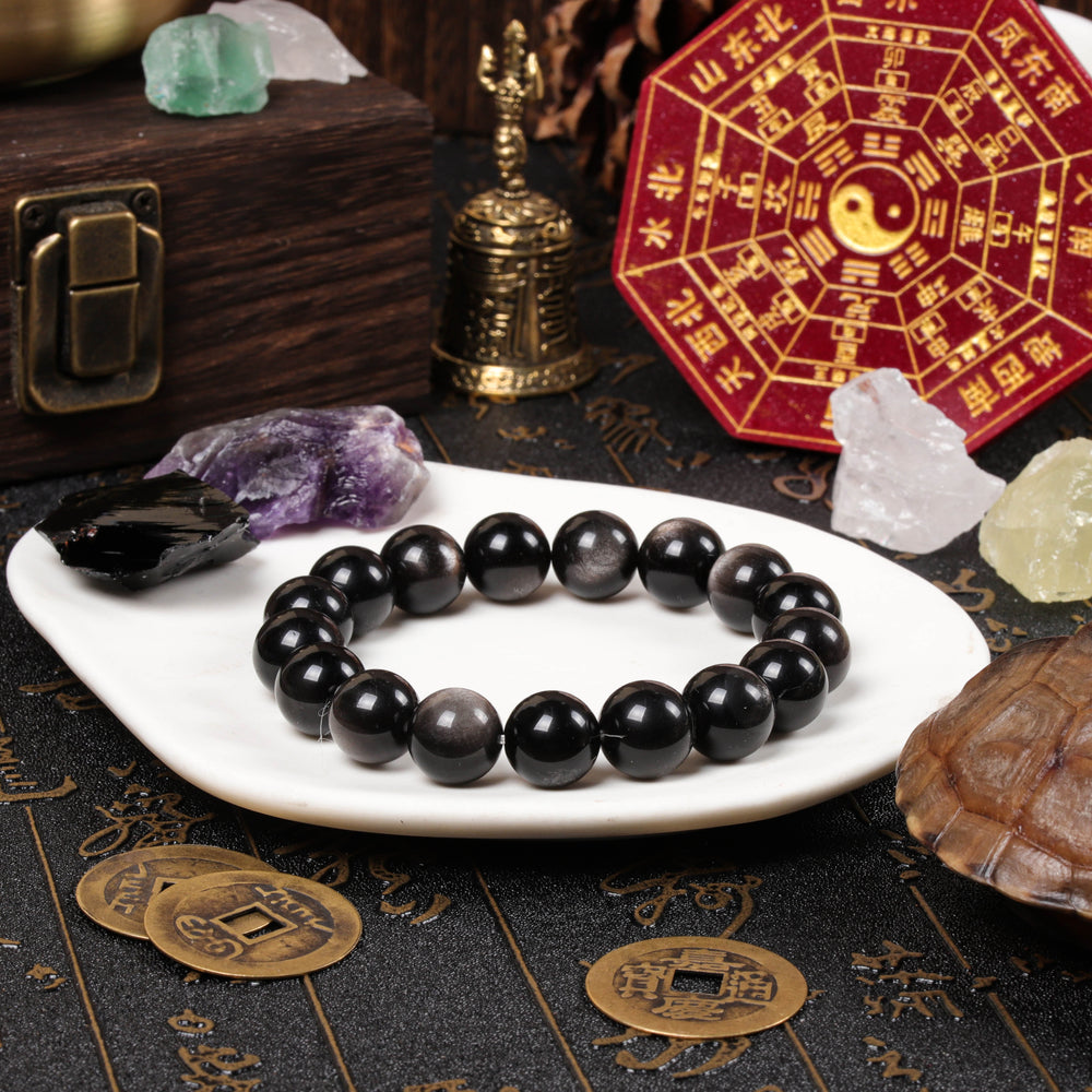 Natural Silver Sheen Obsidian Grounding & Focus Stone Bracelet