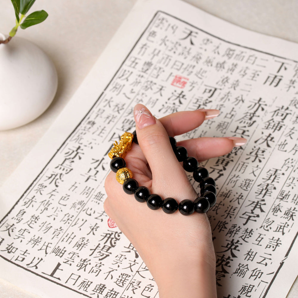 Prosperity Guardian Array – Natural Black Obsidian Pixiu Bracelet