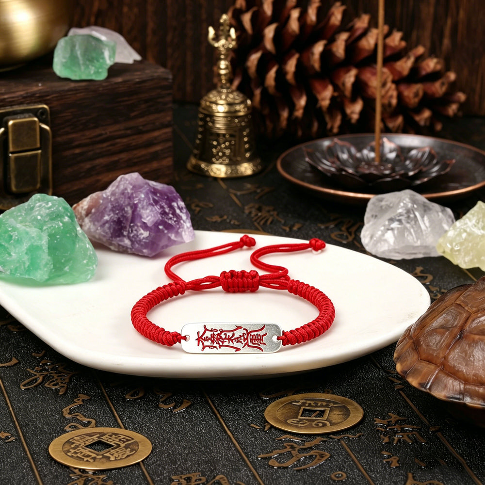 Annual Resilience Array – Premium Metallic & Red Silk Bracelet