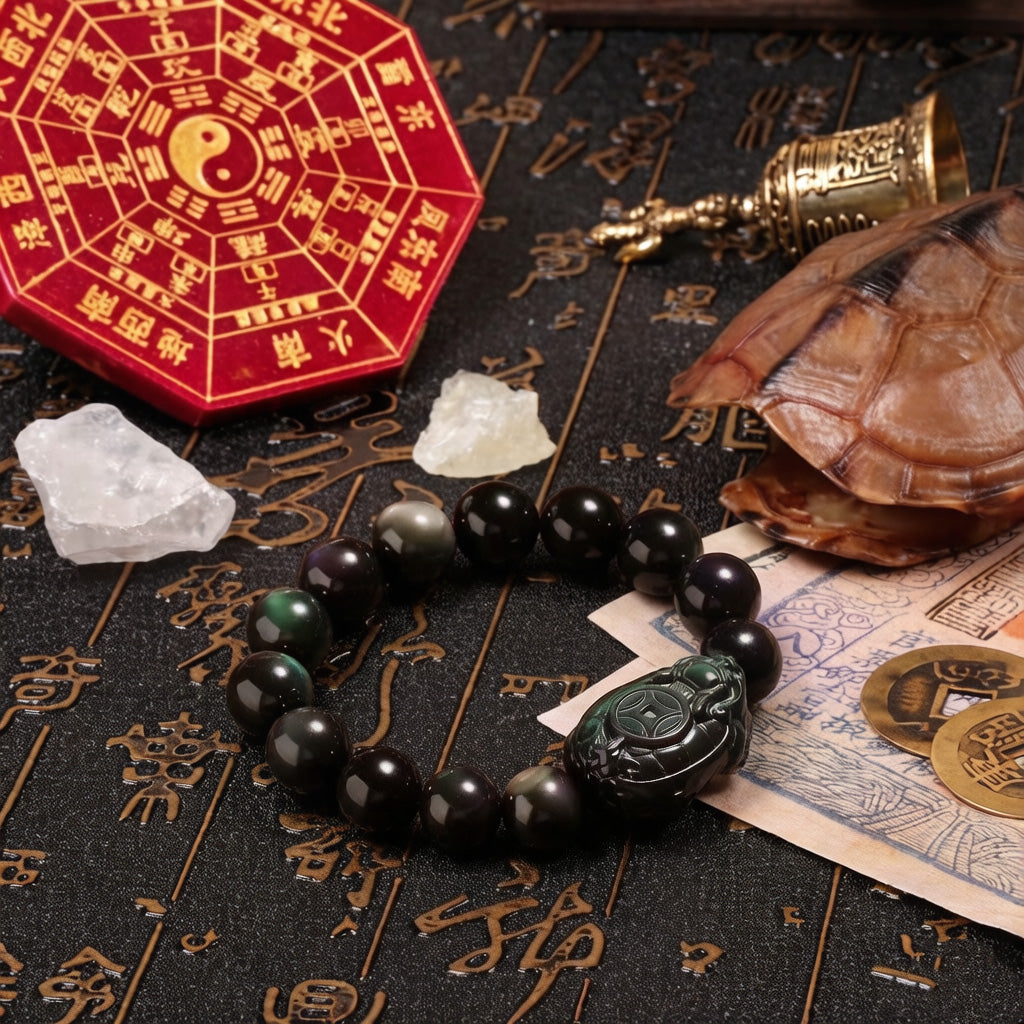 Rainbow Obsidian Dragon Tortoise "Legacy Guardian" Bracelet — Stability & Retention
