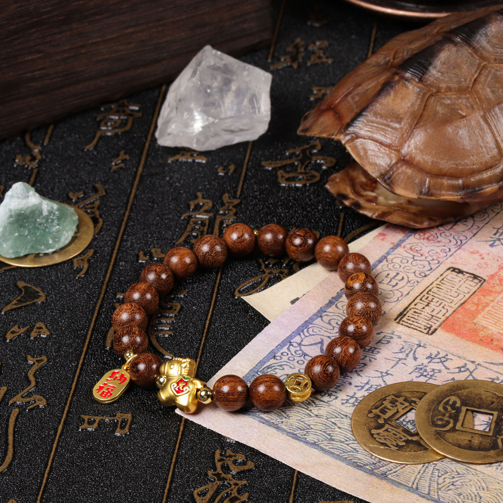 Momentum & Balance Array – Natural Golden Silk Sandalwood Bracelet
