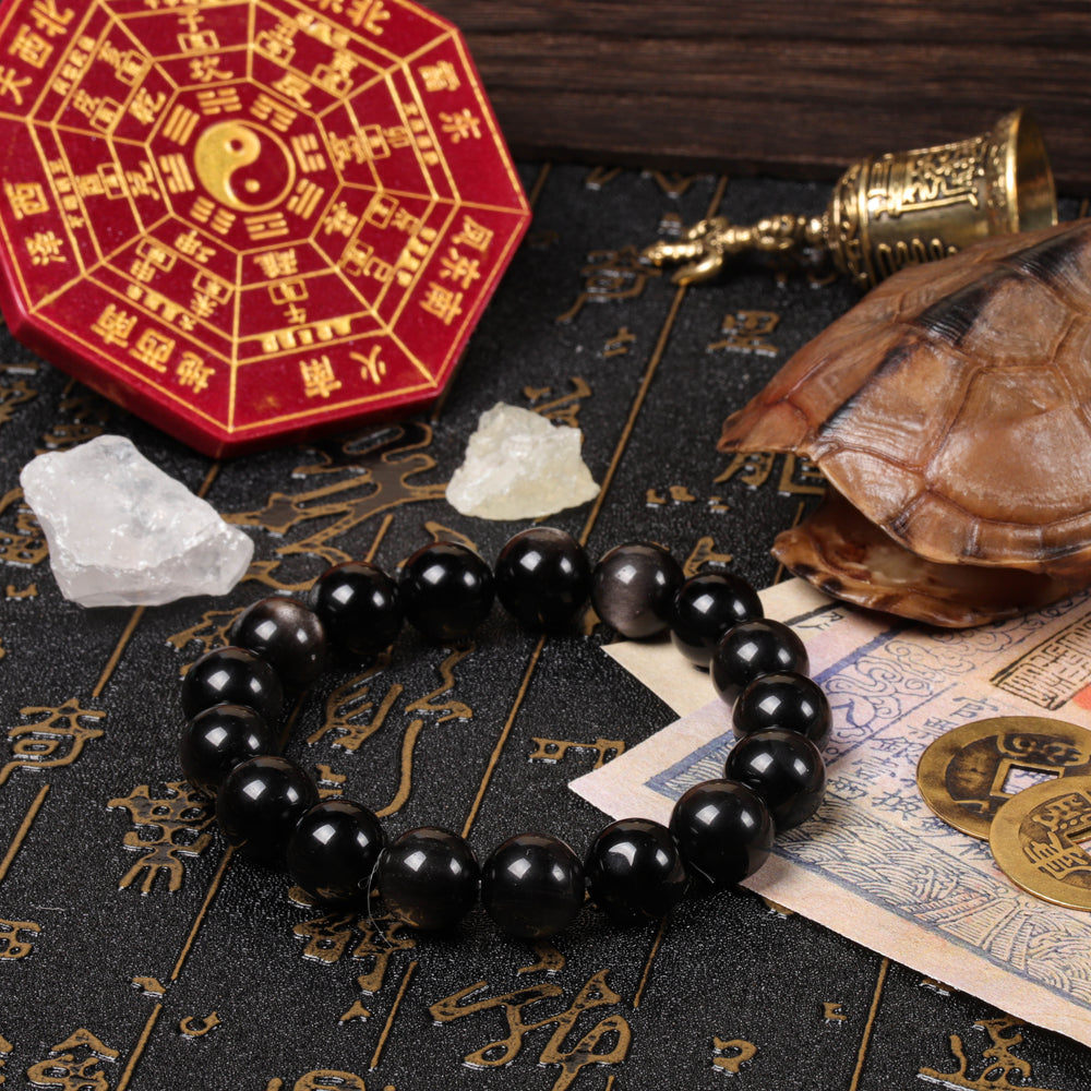 Natural Silver Sheen Obsidian Grounding & Focus Stone Bracelet