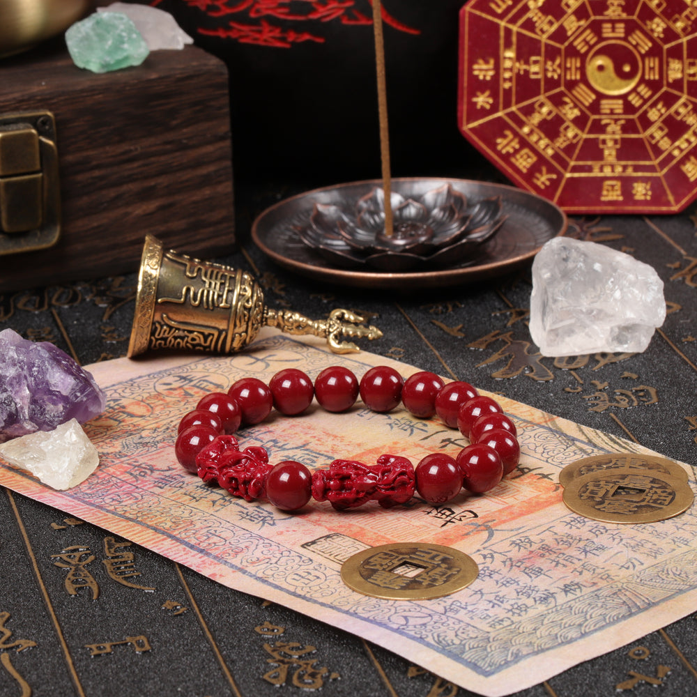 Stability & Retention Array – Natural Cinnabar Double Pixiu Bracelet