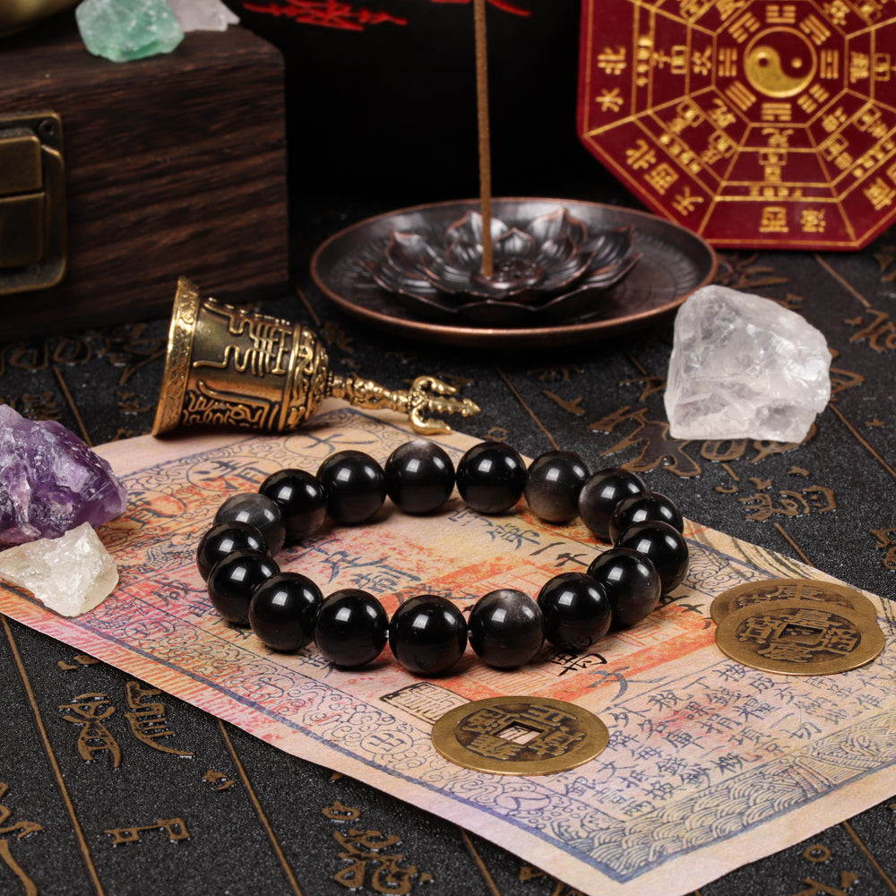 Natural Silver Sheen Obsidian Grounding & Focus Stone Bracelet