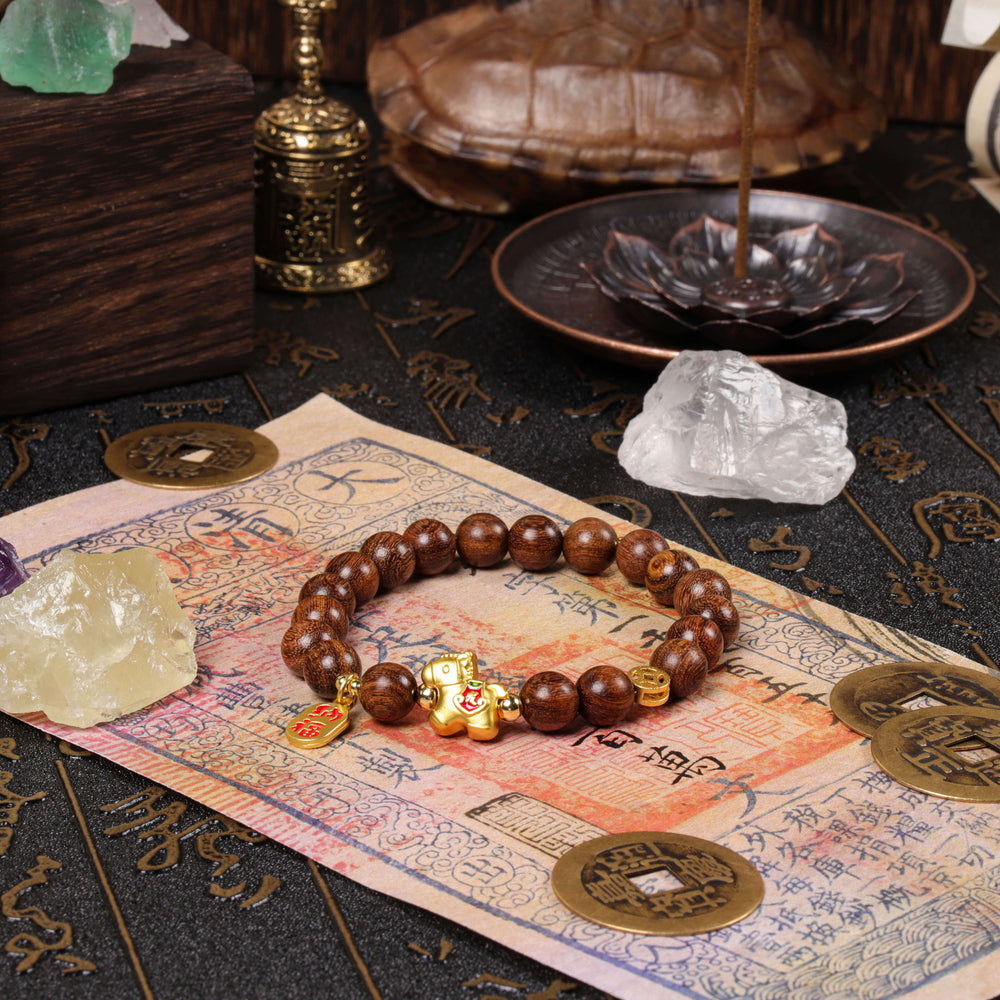 Momentum & Balance Array – Natural Golden Silk Sandalwood Bracelet