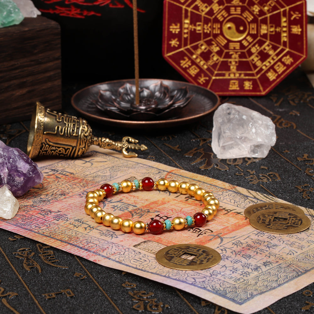 Resilience & Harmony Array – Natural Turquoise & Red Agate Bracelet